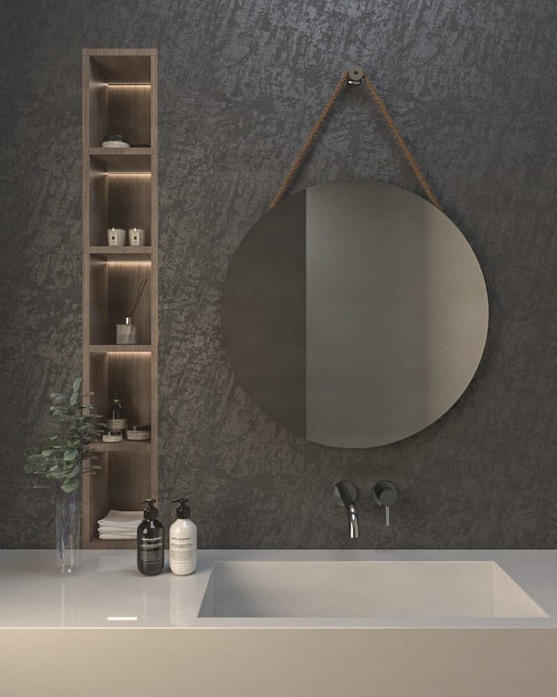 Καθρέπτης μπάνιου Project Mirrors Circle Rope Μπεζ Κορδόνι Φ55cm