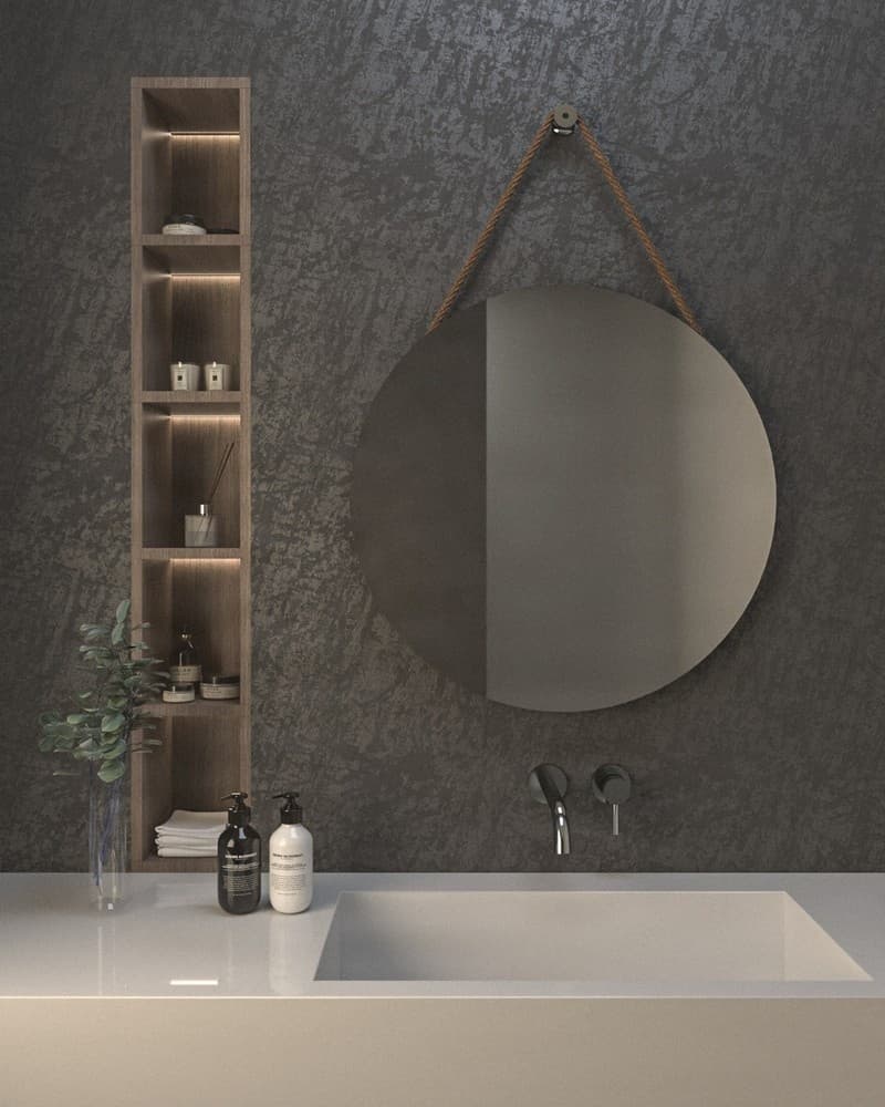 Καθρέπτης μπάνιου Project Mirrors Circle Rope Μπεζ Κορδόνι Φ70cm