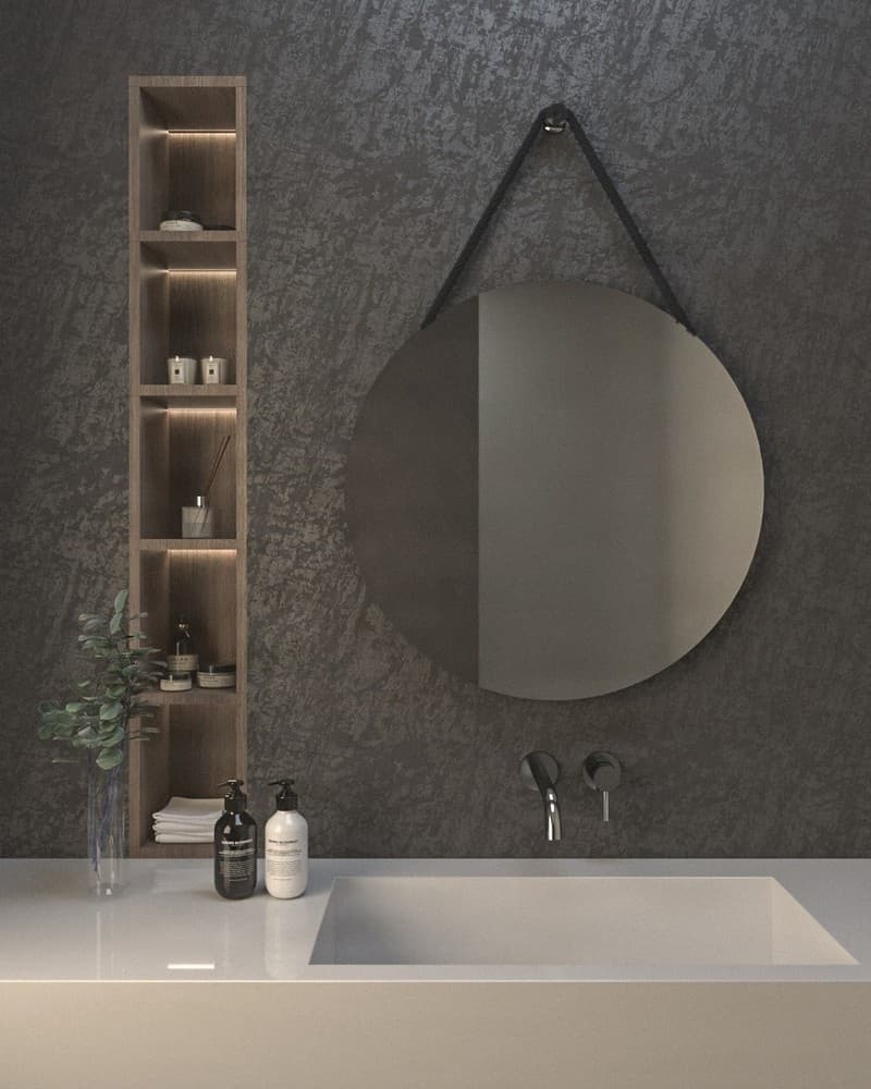 Καθρέπτης μπάνιου Project Mirrors Circle Rope Μαύρο Κορδόνι Φ70cm