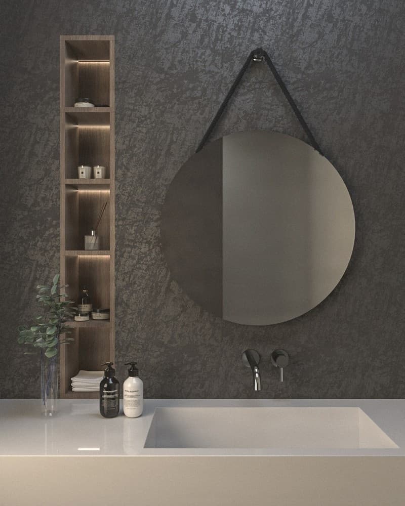 Καθρέπτης μπάνιου Project Mirrors Circle Rope Μαύρο Κορδόνι Φ80cm