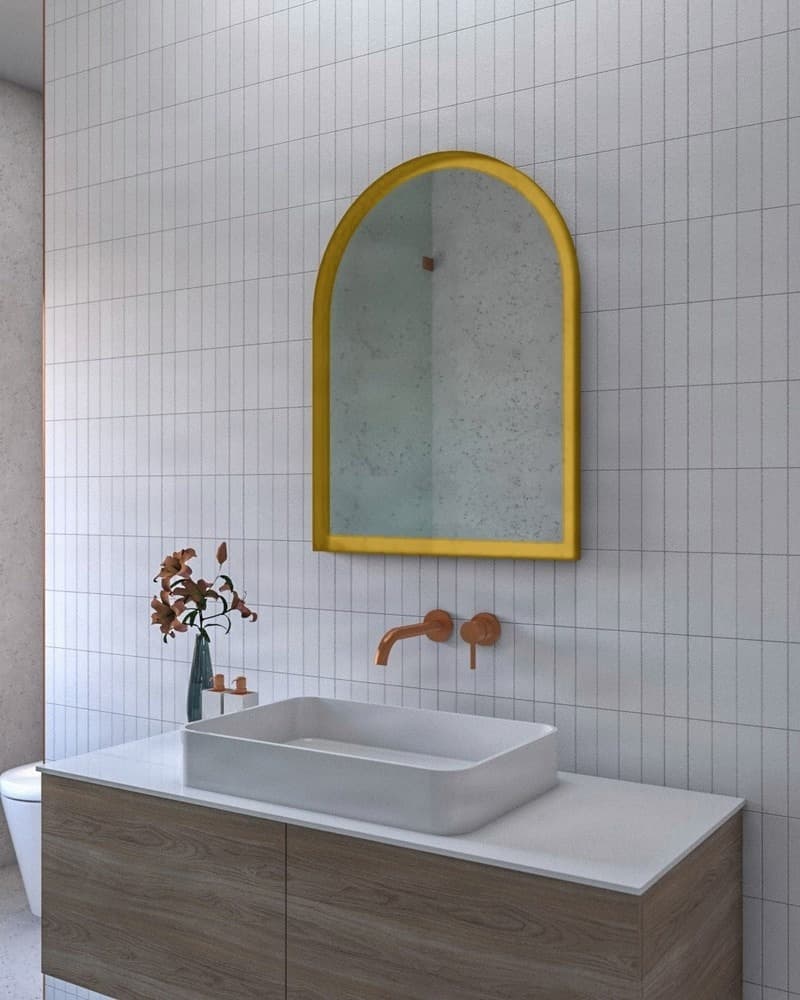 Καθρέπτης μπάνιου με Led Project Mirrors Iron Arch Ματ Χρυσό 60x80cm
