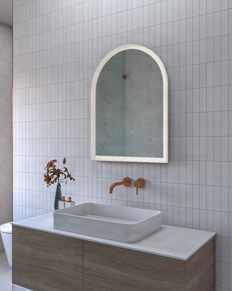 Καθρέπτης μπάνιου με Led Project Mirrors Iron Arch Ματ Λευκό 60x80cm