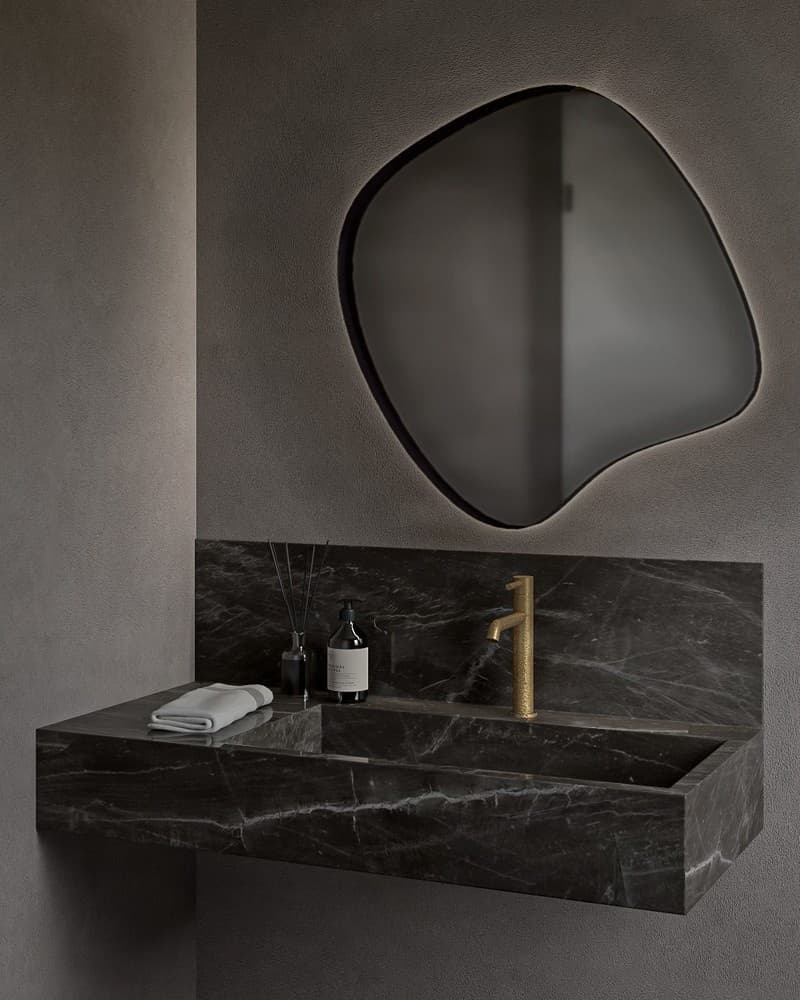 Καθρέπτης μπάνιου Project Mirrors Iron Assymetrical Ματ Μαύρο 70x70cm