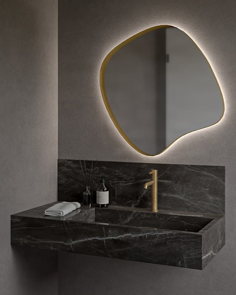 Καθρέπτης μπάνιου με Led Project Mirrors Iron Assymetrical Ματ Μπρονζέ 70x70cm