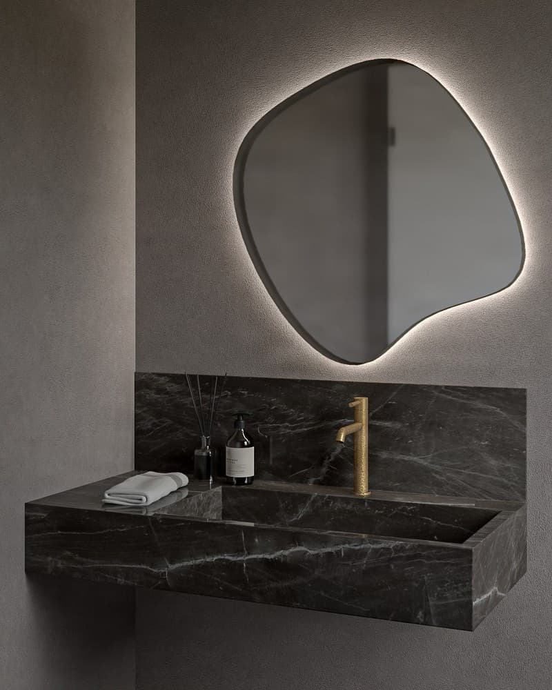 Καθρέπτης μπάνιου με Led Project Mirrors Iron Assymetrical Γραφίτης 70x70cm