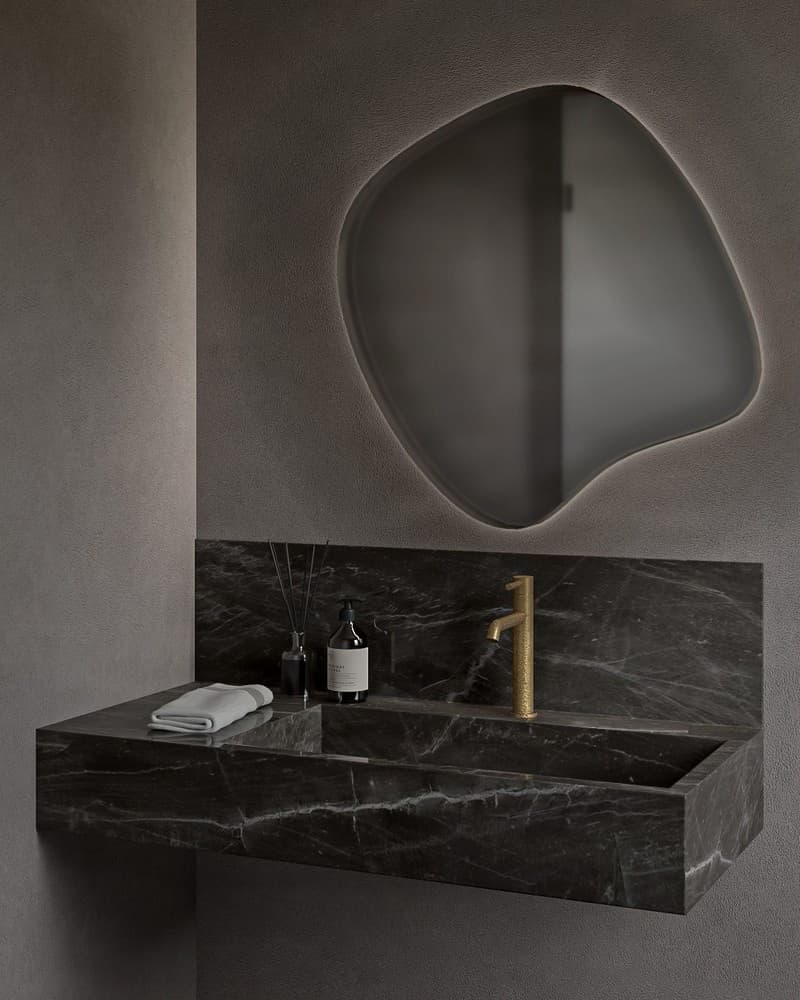 Καθρέπτης μπάνιου Project Mirrors Iron Assymetrical Γραφίτης 70x70cm
