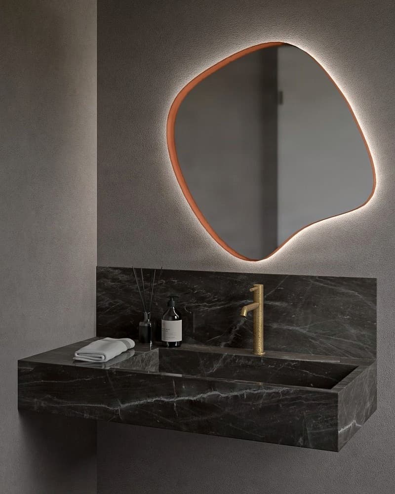Καθρέπτης μπάνιου με Led Project Mirrors Iron Assymetrical Ματ Χαλκός 70x70cm