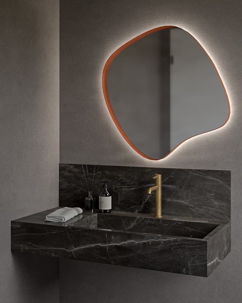 Καθρέπτης μπάνιου με Led Project Mirrors Iron Assymetrical Χαλκός 70x70cm