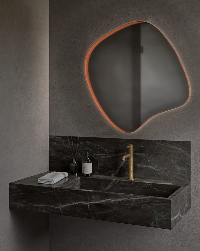Καθρέπτης μπάνιου Project Mirrors Iron Assymetrical Ματ Χαλκός 70x70cm