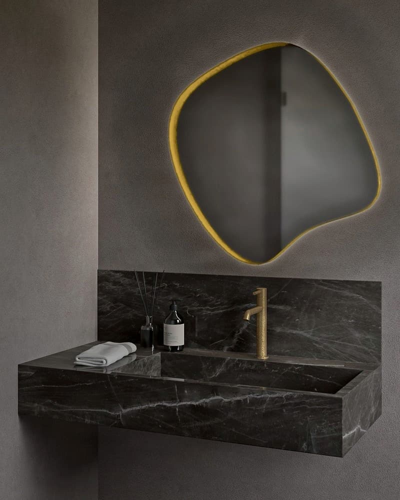 Καθρέπτης μπάνιου Project Mirrors Iron Assymetrical Ματ Χρυσό 70x70cm