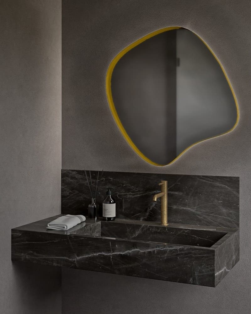 Καθρέπτης μπάνιου Project Mirrors Iron Assymetrical Ματ Χρυσό 70x70cm