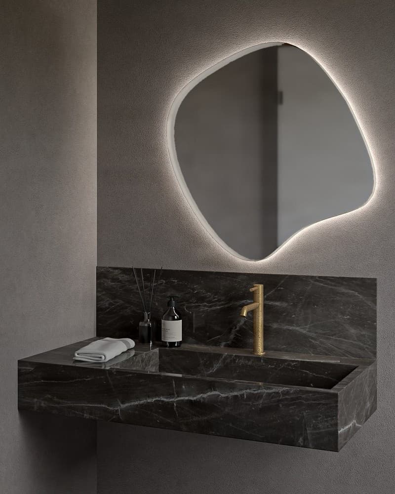 Καθρέπτης μπάνιου με Led Project Mirrors Iron Assymetrical Ματ Γκρι 70x70cm