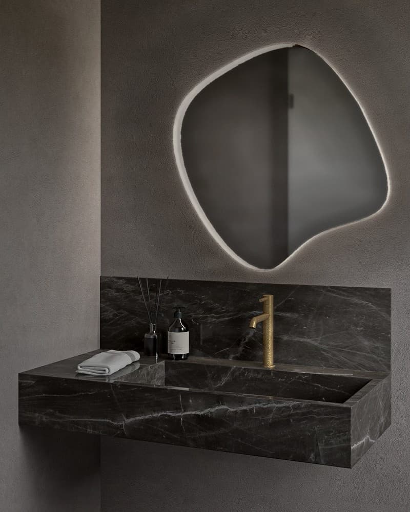 Καθρέπτης μπάνιου Project Mirrors Iron Assymetrical Ματ Γκρι 70x70cm