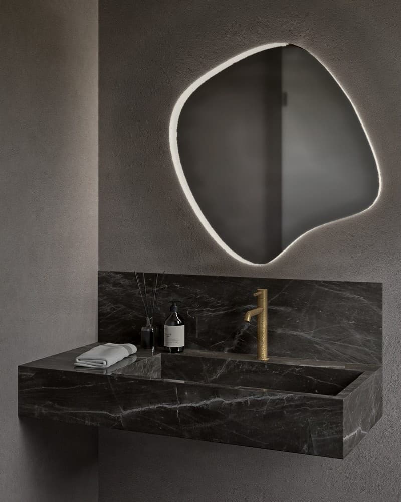 Καθρέπτης μπάνιου Project Mirrors Iron Assymetrical Ματ Λευκό 70x70cm