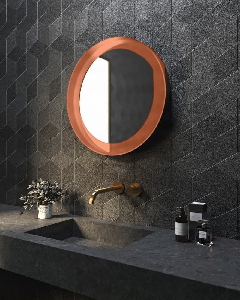 Καθρέπτης μπάνιου με Led Project Mirrors Iron Circle Ματ Χαλκός Φ100cm