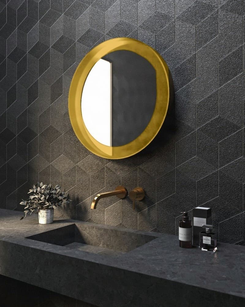 Καθρέπτης μπάνιου με Led Project Mirrors Iron Circle Ματ Χρυσό Φ100cm