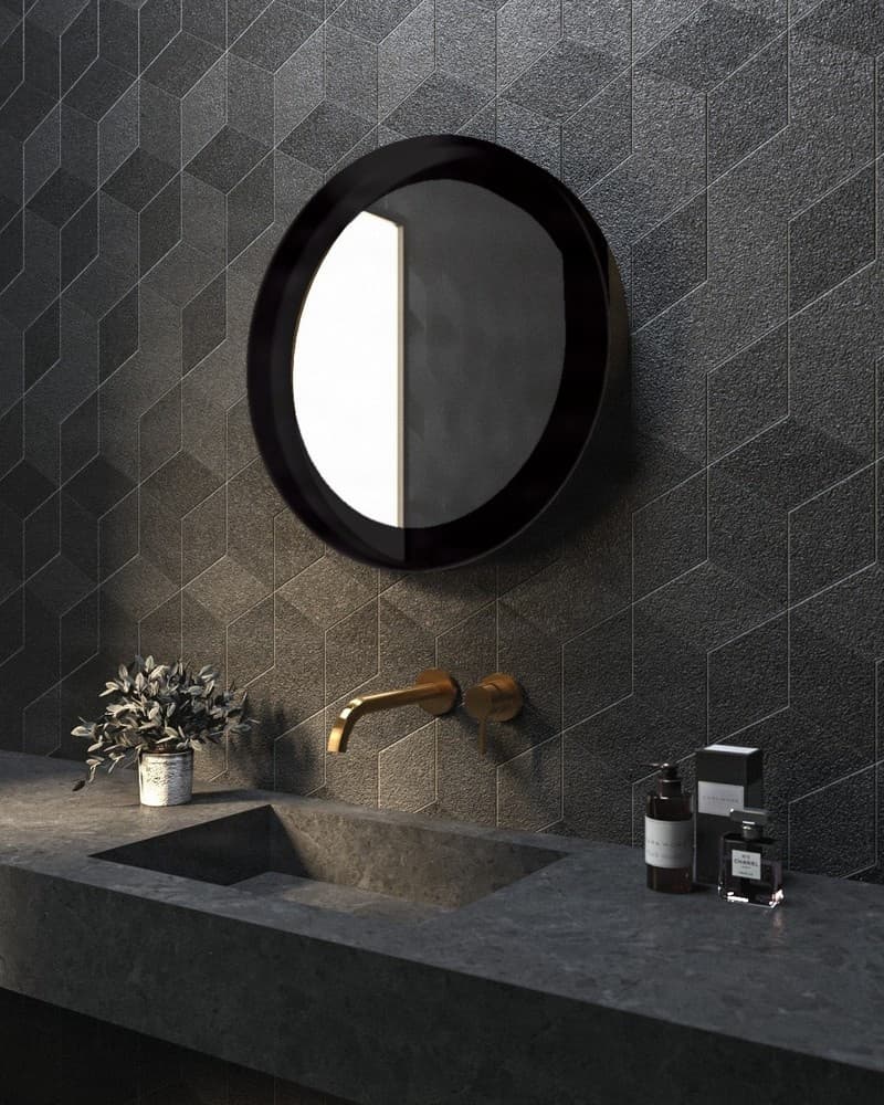 Καθρέπτης μπάνιου με Led Project Mirrors Iron Circle Ματ Μαύρο Φ60cm