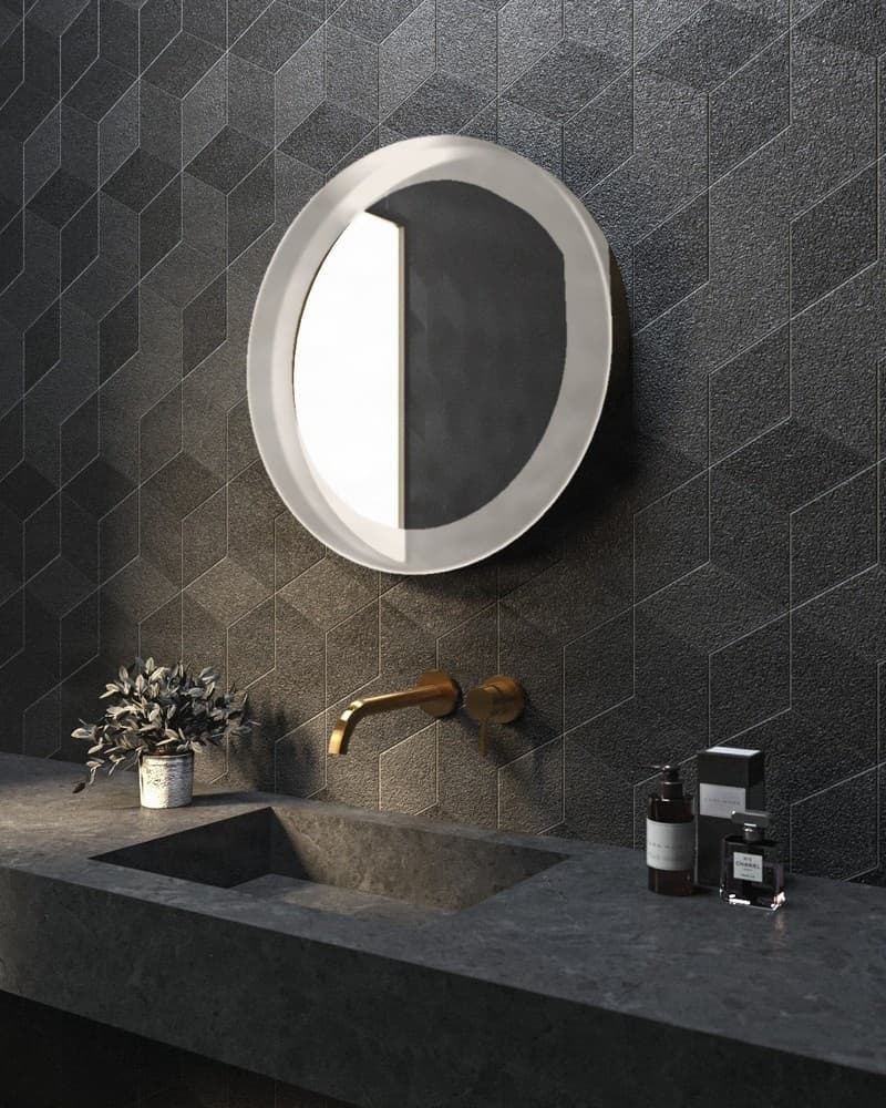 Καθρέπτης μπάνιου με Led Project Mirrors Iron Circle Ματ Γκρι Φ80cm
