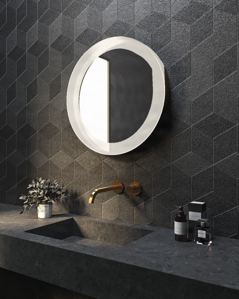 Καθρέπτης μπάνιου με Led Project Mirrors Iron Circle Ματ Λευκό Φ80cm