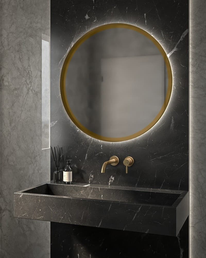 Καθρέπτης μπάνιου με Led Project Mirrors Iron Circle Slim Ματ Μπρονζέ Φ42cm