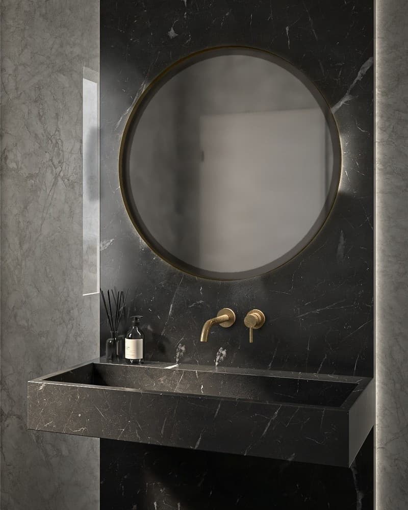 Καθρέπτης μπάνιου Project Mirrors Iron Circle Slim Γραφίτης Φ42cm