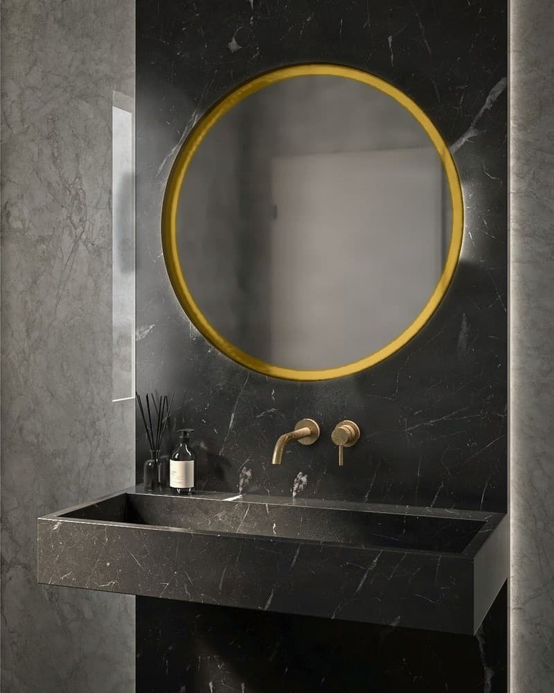 Καθρέπτης μπάνιου Project Mirrors Iron Circle Slim Ματ Χρυσό Φ42cm