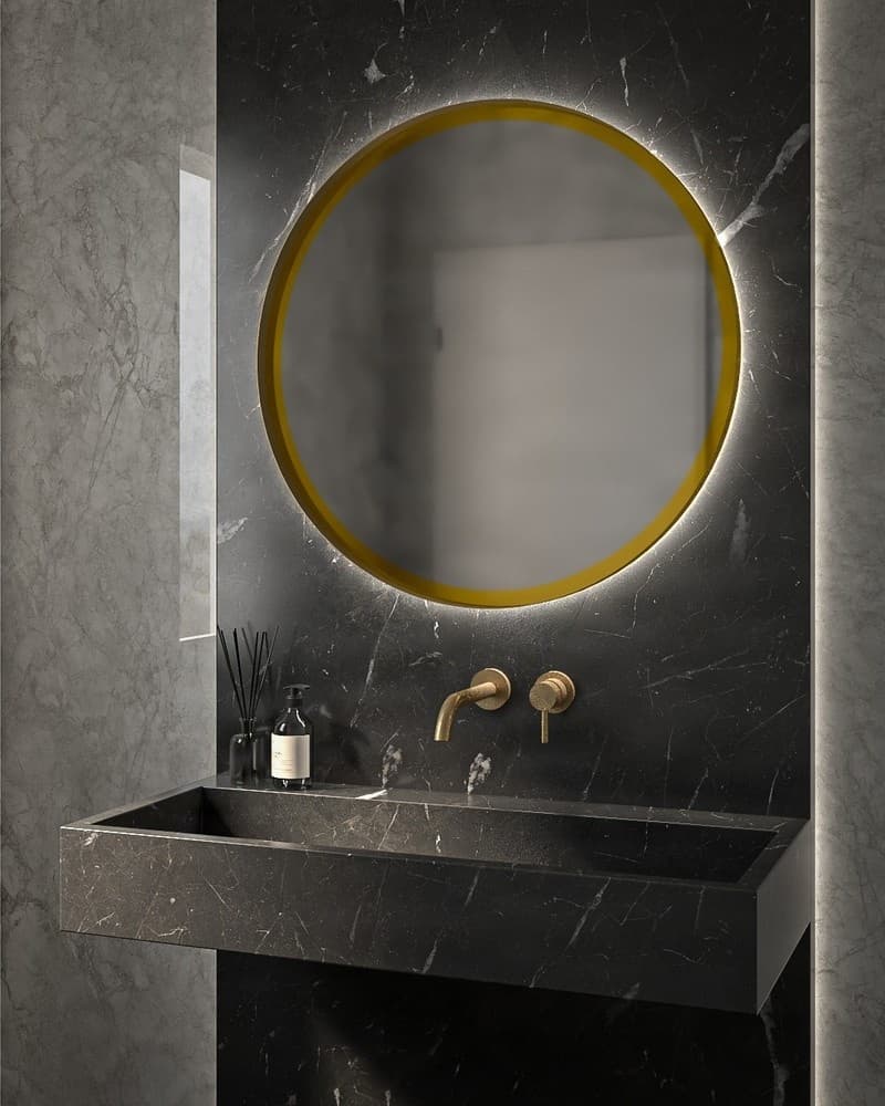 Καθρέπτης μπάνιου Project Mirrors Iron Circle Slim Ματ Χρυσό Φ42cm
