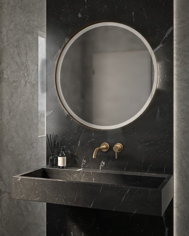 Καθρέπτης μπάνιου Project Mirrors Iron Circle Slim Ματ Γκρι Φ42cm