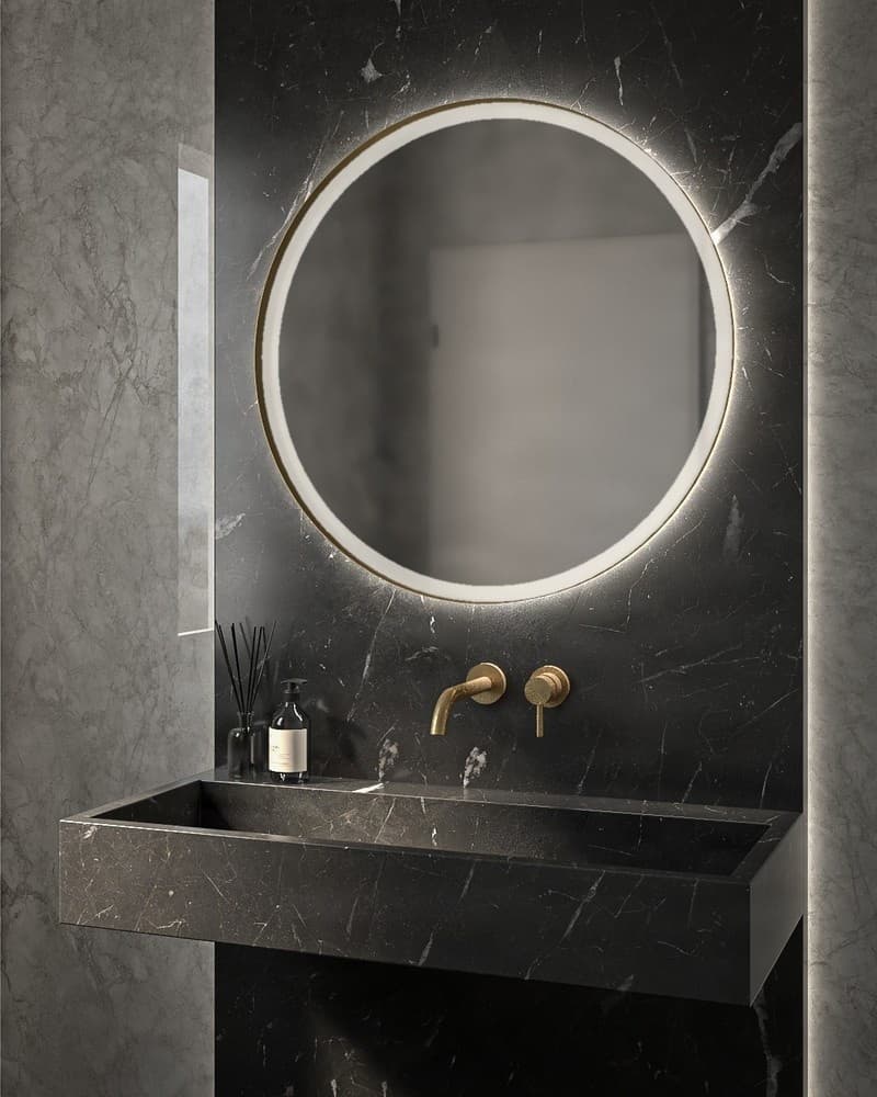 Καθρέπτης μπάνιου με Led Project Mirrors Iron Circle Slim Ματ Λευκό Φ42cm