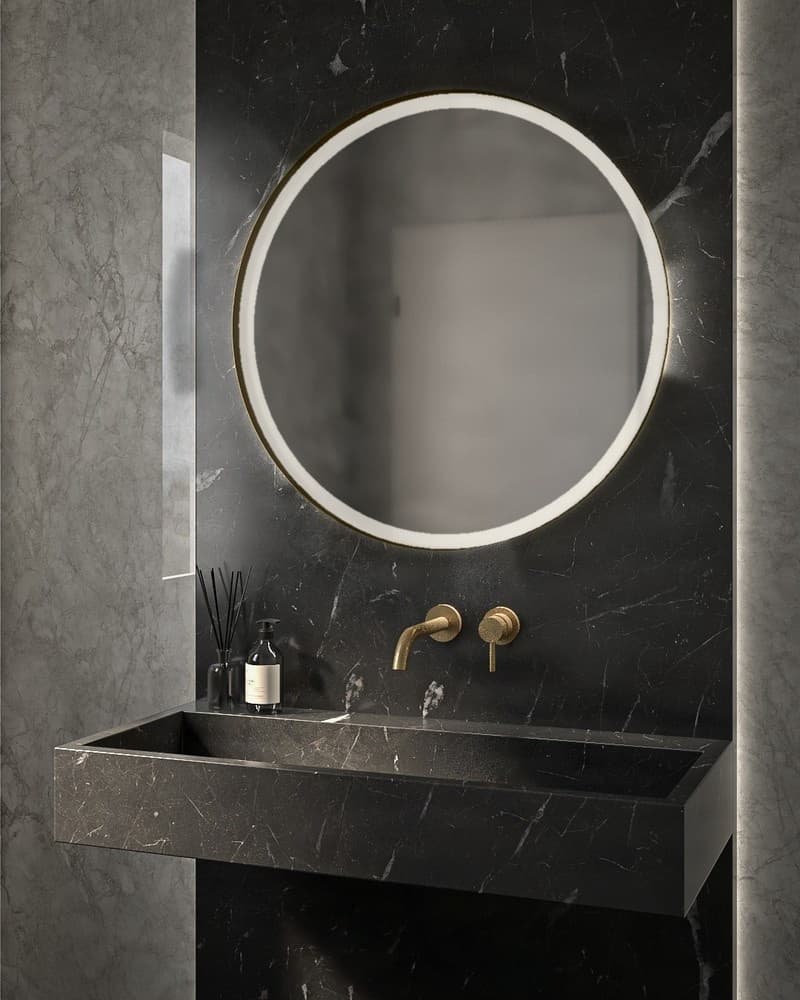 Καθρέπτης μπάνιου Project Mirrors Iron Circle Slim Ματ Λευκό Φ42cm
