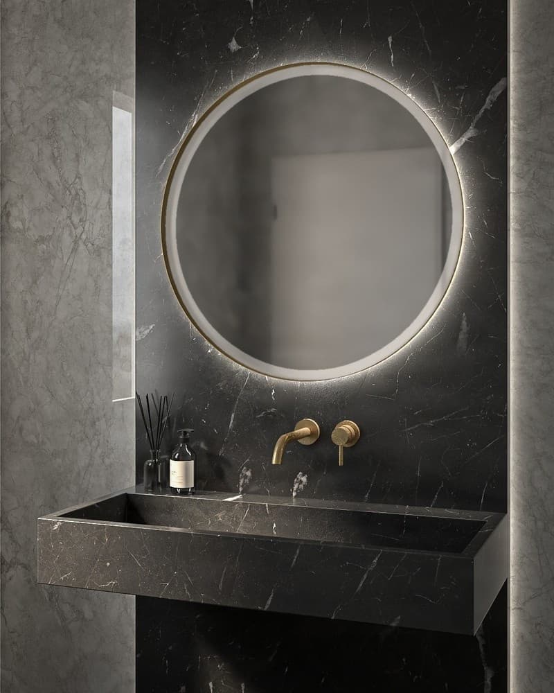 Καθρέπτης μπάνιου με Led Project Mirrors Iron Circle Slim Ματ Γκρι Φ55cm