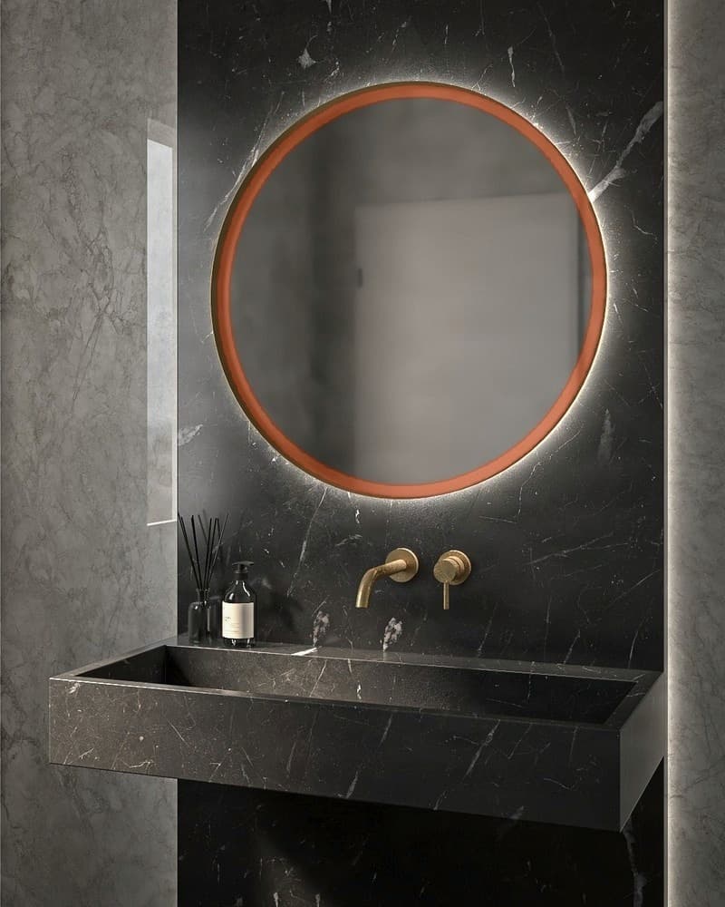Καθρέπτης μπάνιου με Led Project Mirrors Iron Circle Slim Ματ Χαλκός Φ60cm