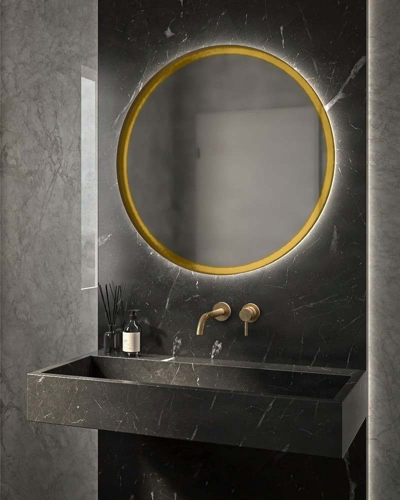 Καθρέπτης μπάνιου με Led Project Mirrors Iron Circle Slim Ματ Χρυσό Φ60cm