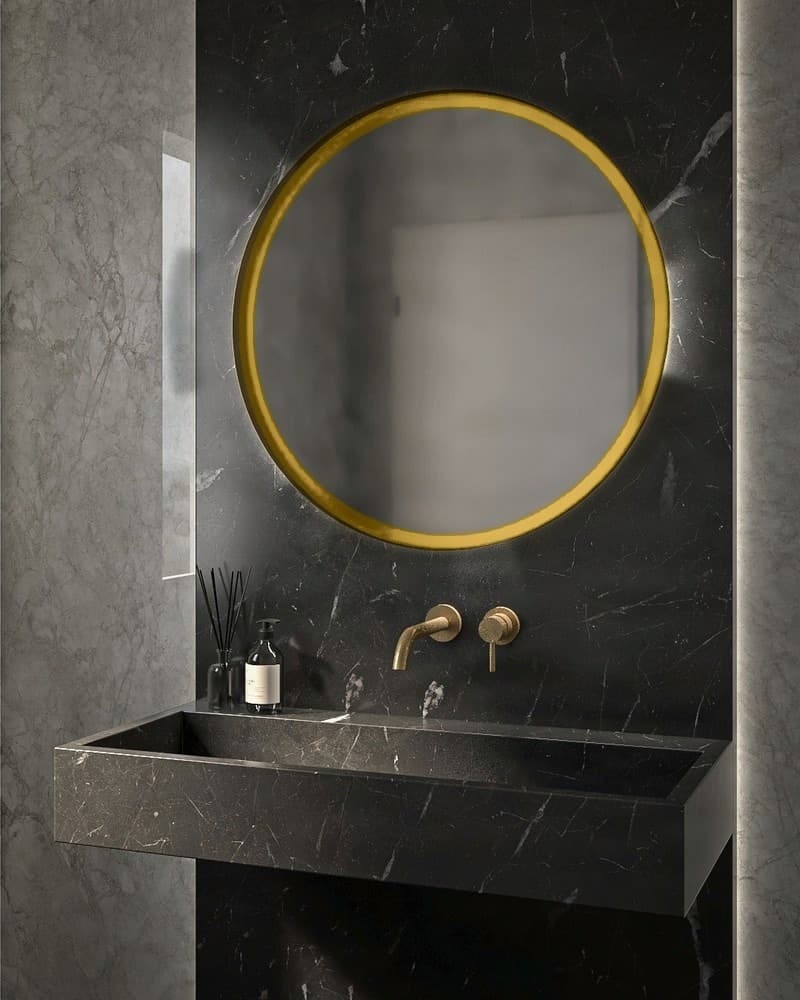 Καθρέπτης μπάνιου Project Mirrors Iron Circle Slim Ματ Χρυσό Φ60cm