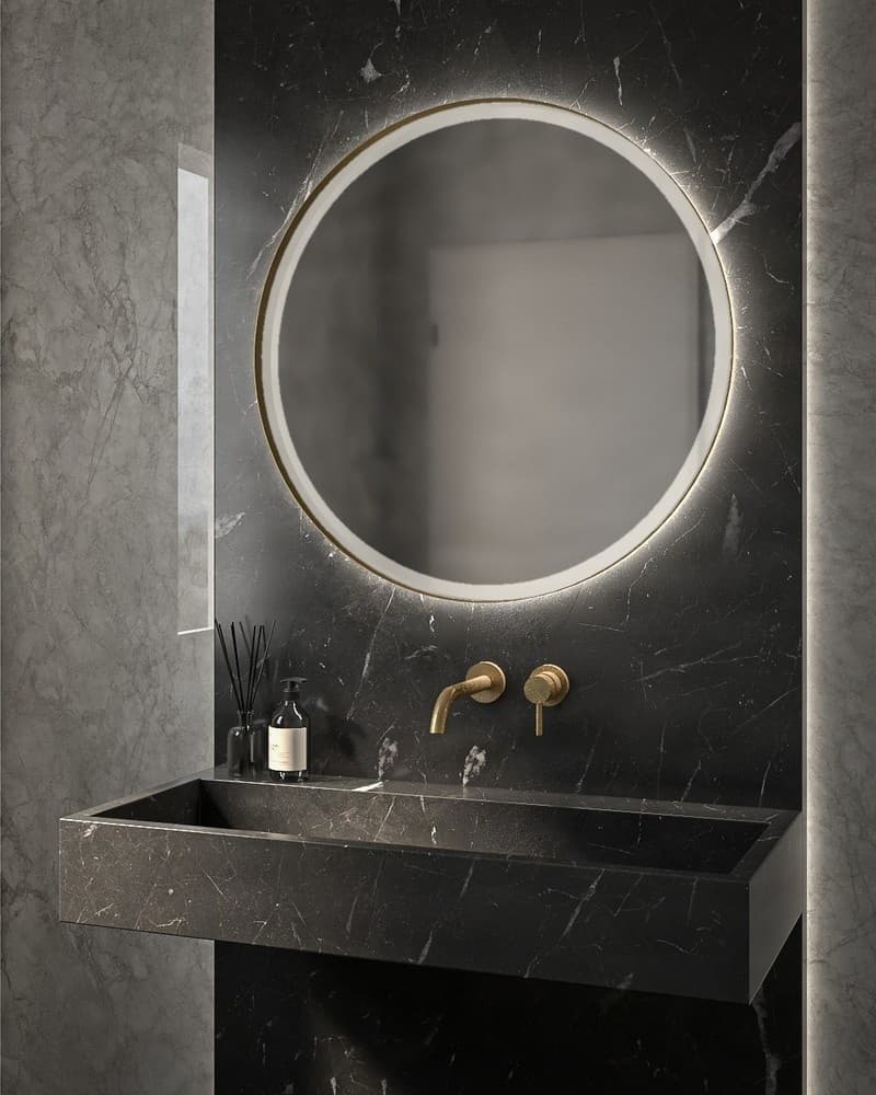 Καθρέπτης μπάνιου Project Mirrors Iron Circle Slim Ματ Λευκό Φ60cm