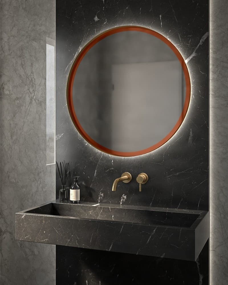Καθρέπτης μπάνιου Project Mirrors Iron Circle Slim Χαλκός Φ70cm