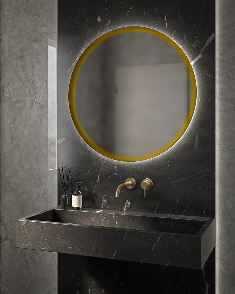 Καθρέπτης μπάνιου με Led Project Mirrors Iron Circle Slim Ματ Χρυσό Φ70cm