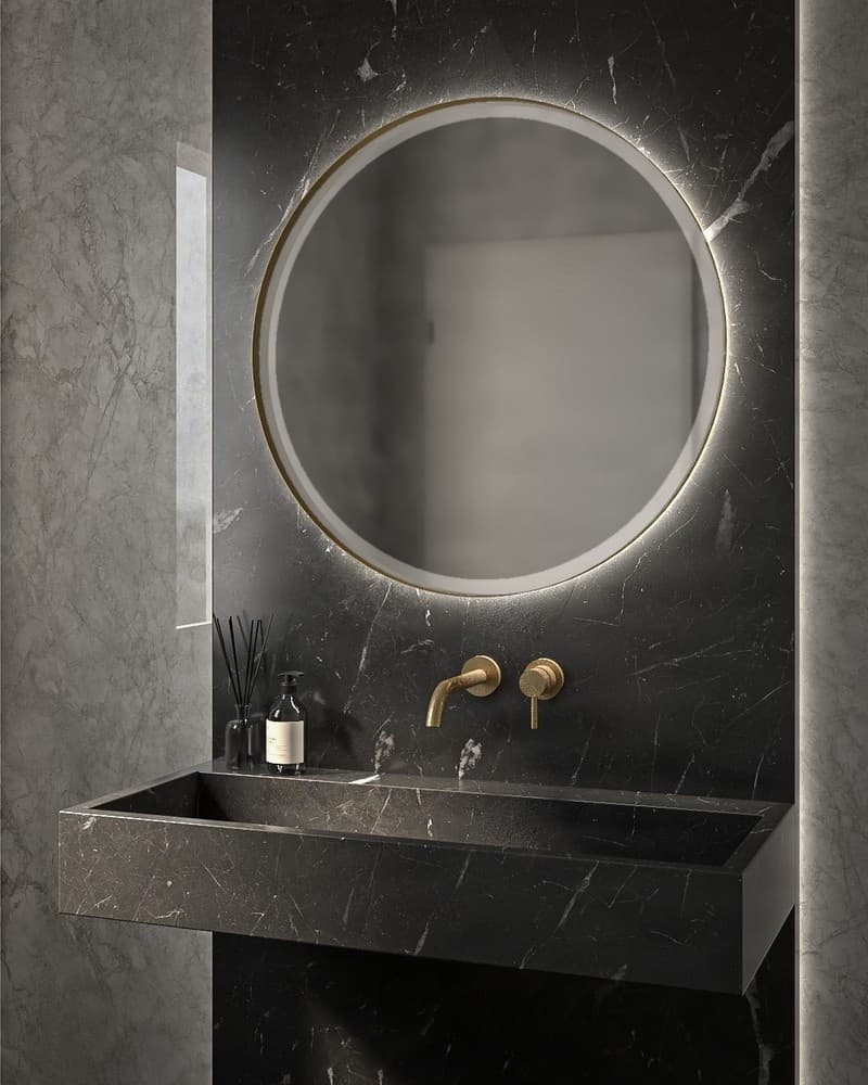 Καθρέπτης μπάνιου Project Mirrors Iron Circle Slim Ματ Γκρι Φ70cm