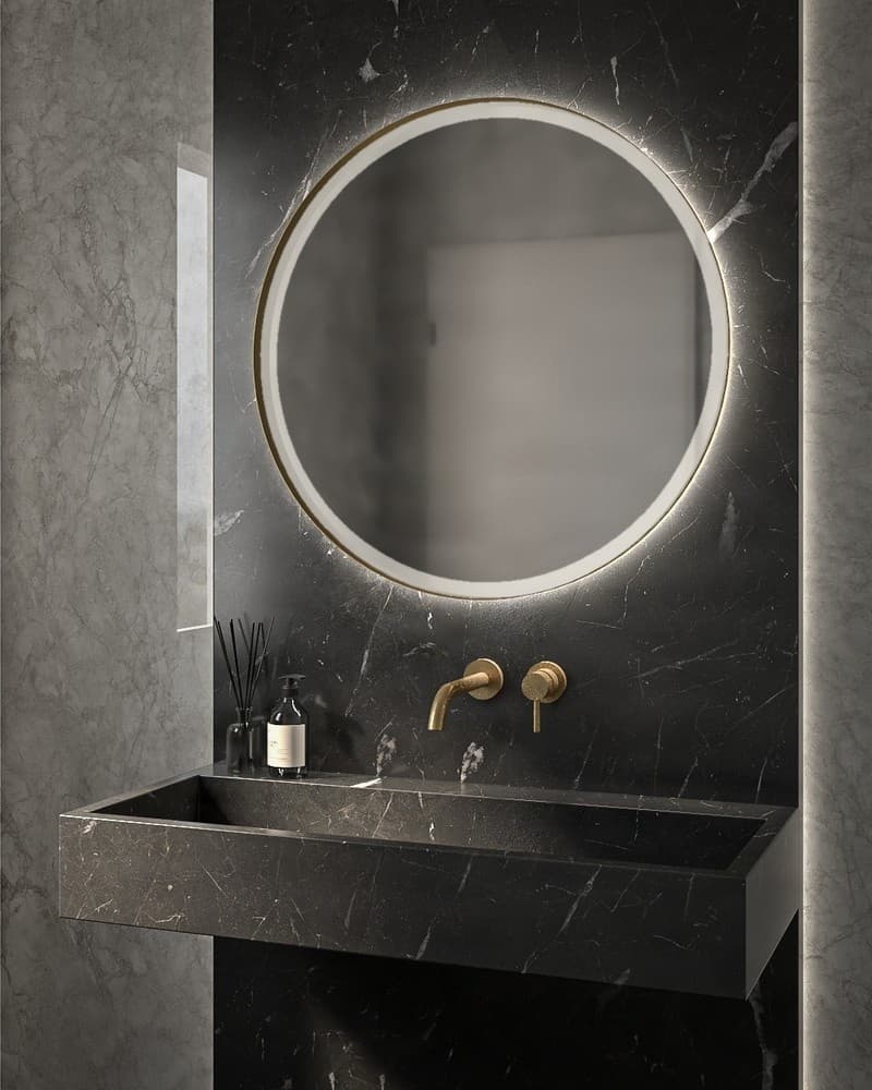 Καθρέπτης μπάνιου Project Mirrors Iron Circle Slim Ματ Λευκό Φ70cm