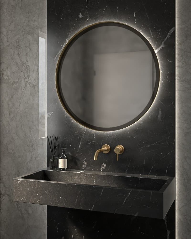 Καθρέπτης μπάνιου Project Mirrors Iron Circle Slim Γραφίτης Φ80cm