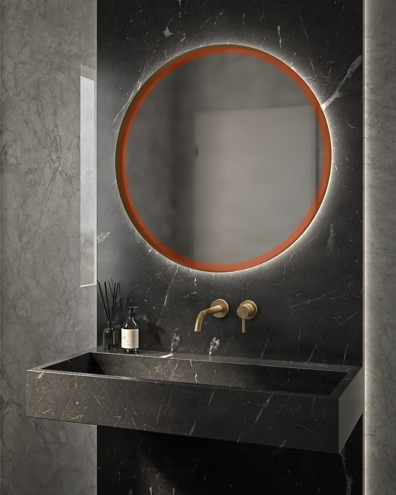 Καθρέπτης μπάνιου με Led Project Mirrors Iron Circle Slim Χαλκός Φ80cm