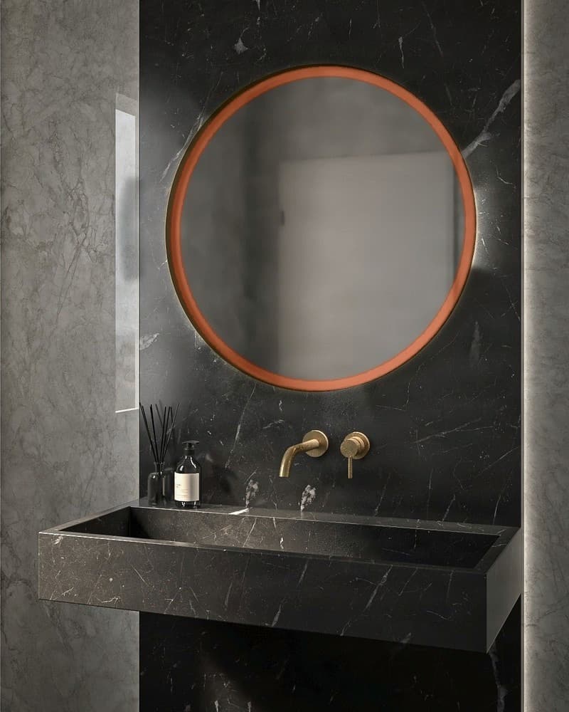 Καθρέπτης μπάνιου Project Mirrors Iron Circle Slim Ματ Χαλκός Φ80cm