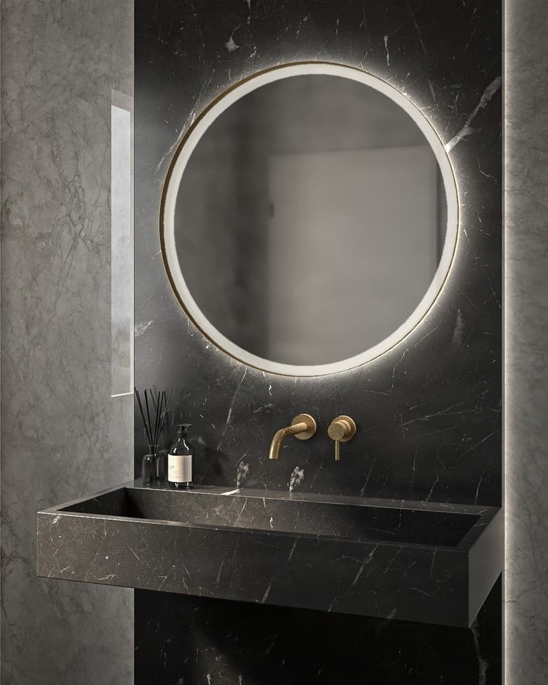 Καθρέπτης μπάνιου με Led Project Mirrors Iron Circle Slim Ματ Λευκό Φ80cm