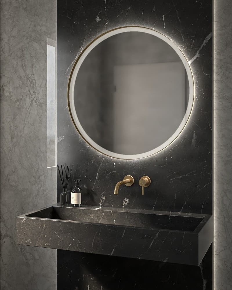 Καθρέπτης μπάνιου Project Mirrors Iron Circle Slim Ματ Λευκό Φ80cm