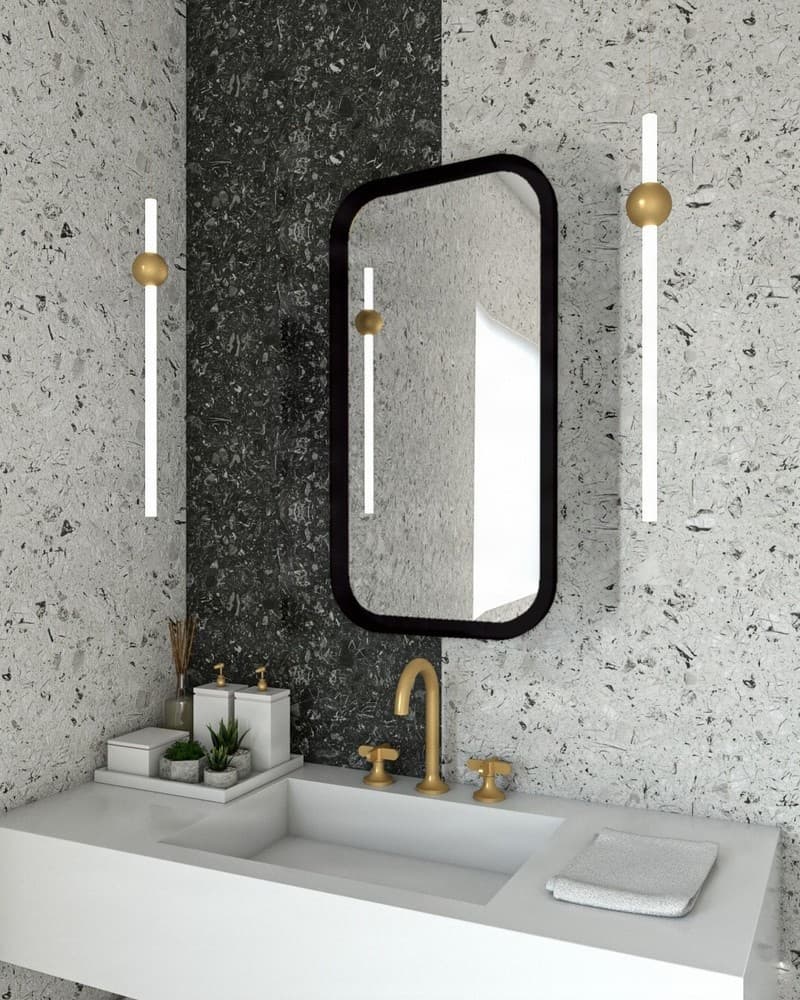 Καθρέπτης μπάνιου με Led Project Mirrors Iron Curved Ματ Μαύρο 42x80cm