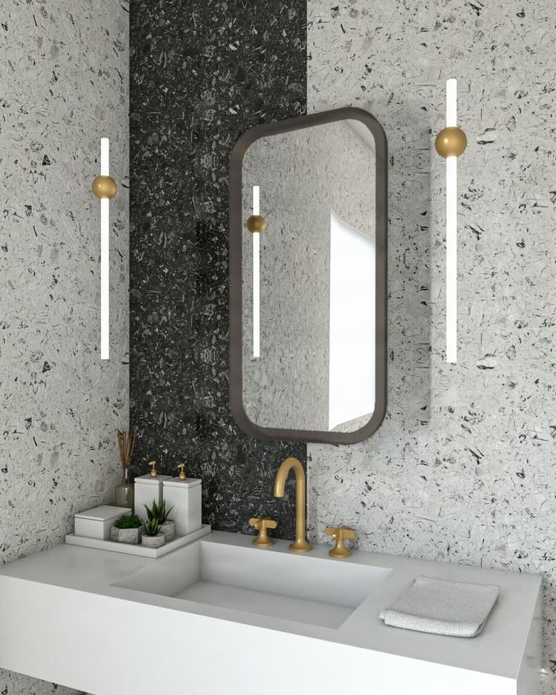 Καθρέπτης μπάνιου με Led Project Mirrors Iron Curved Γραφίτης 42x80cm