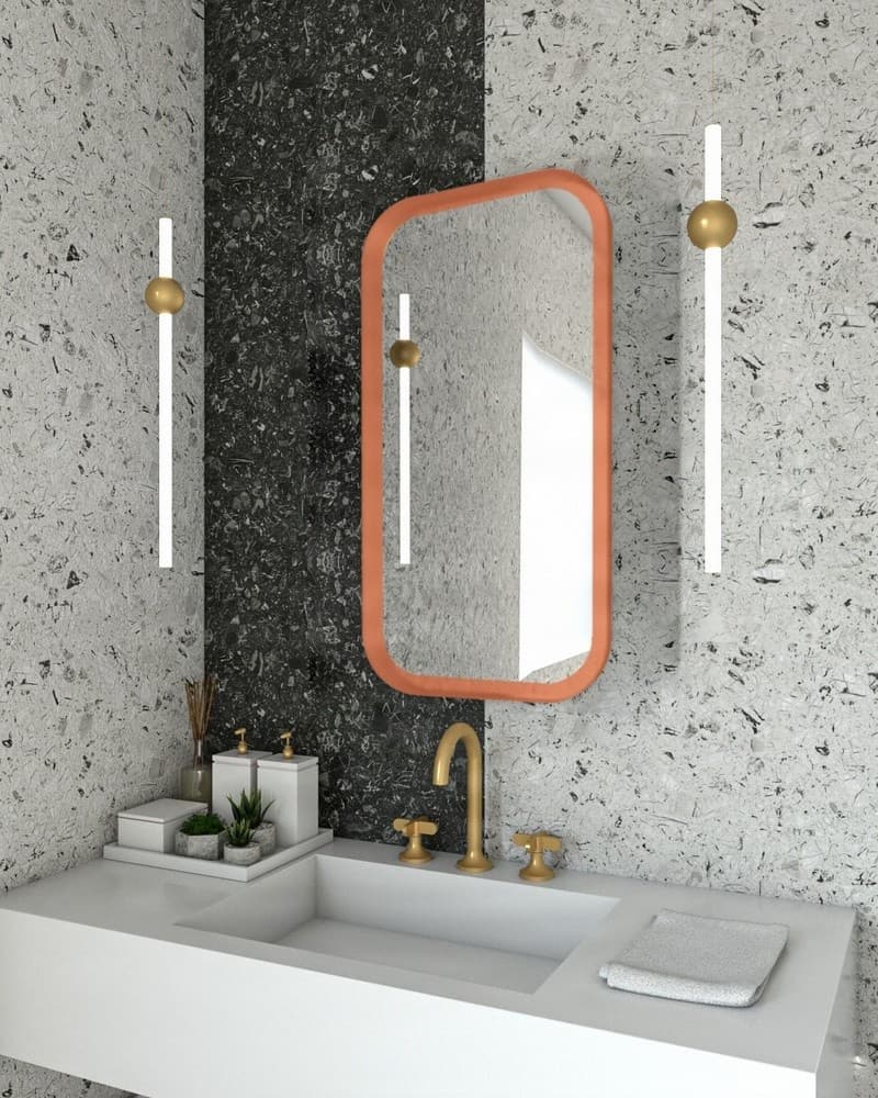 Καθρέπτης μπάνιου με Led Project Mirrors Iron Curved Χαλκός 42x80cm