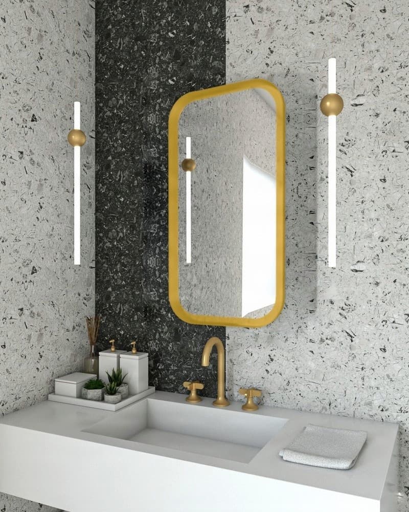 Καθρέπτης μπάνιου με Led Project Mirrors Iron Curved Ματ Χρυσό 42x80cm
