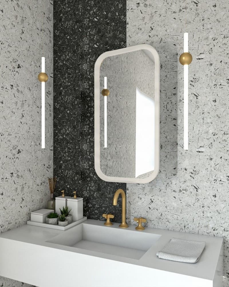 Καθρέπτης μπάνιου με Led Project Mirrors Iron Curved Ματ Λευκό 42x80cm
