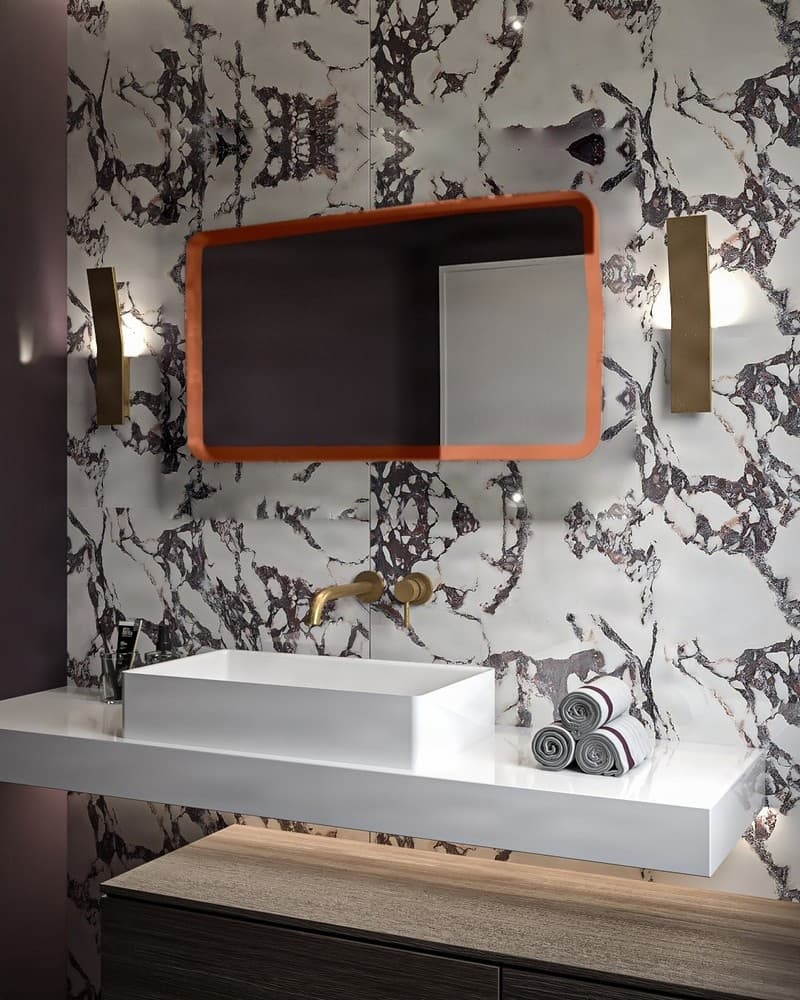 Καθρέπτης μπάνιου με Led Project Mirrors Iron Curved Χαλκός 50x90cm